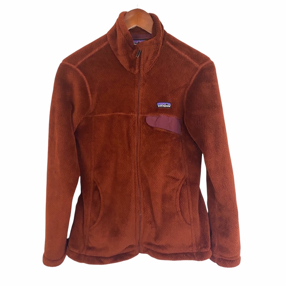 Patagonia Retool snap pocket full zip  jacket with pockets. Burnt orange, rust M